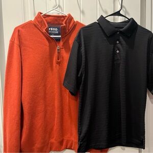 Men’s size large burnt orange 1/4 zip pullover NWOT and PGA black 3 button polo